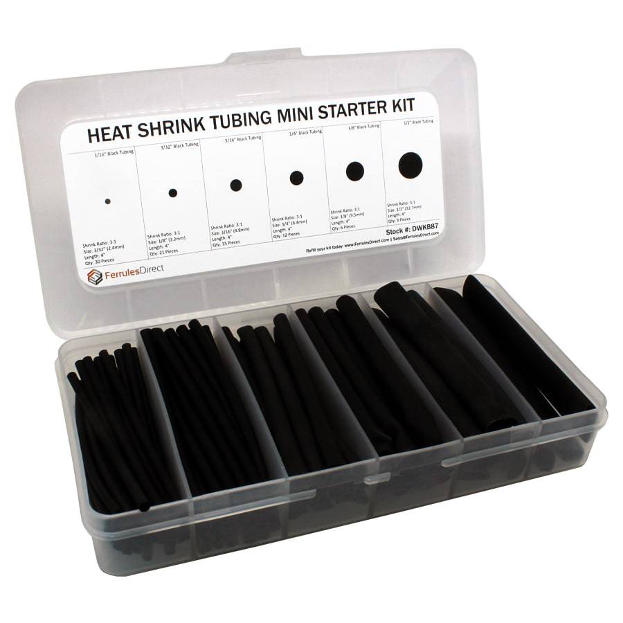 DWKB87 - 3:1 Ratio Dual Wall Tubo termorretráctil Mini Kit (Negro) - 3/32" a 1/2"