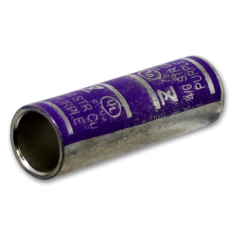 SC40 - 4/0 AWG De cobre Compression Splice Conectores, Barril corto, Purple, 1 pieza