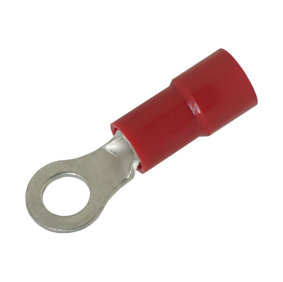 RVYM1-37 - 22 to 16 AWG Vinyl PVC Insulated Ring Terminals, #6 Stud, Injection Molded, 100 Pieces