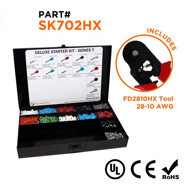 SK702HX - 22 a 10 AWG Punteras Deluxe Kit + FD2810HX Herramienta, 3,450-piezas, Series T, 1 Kit