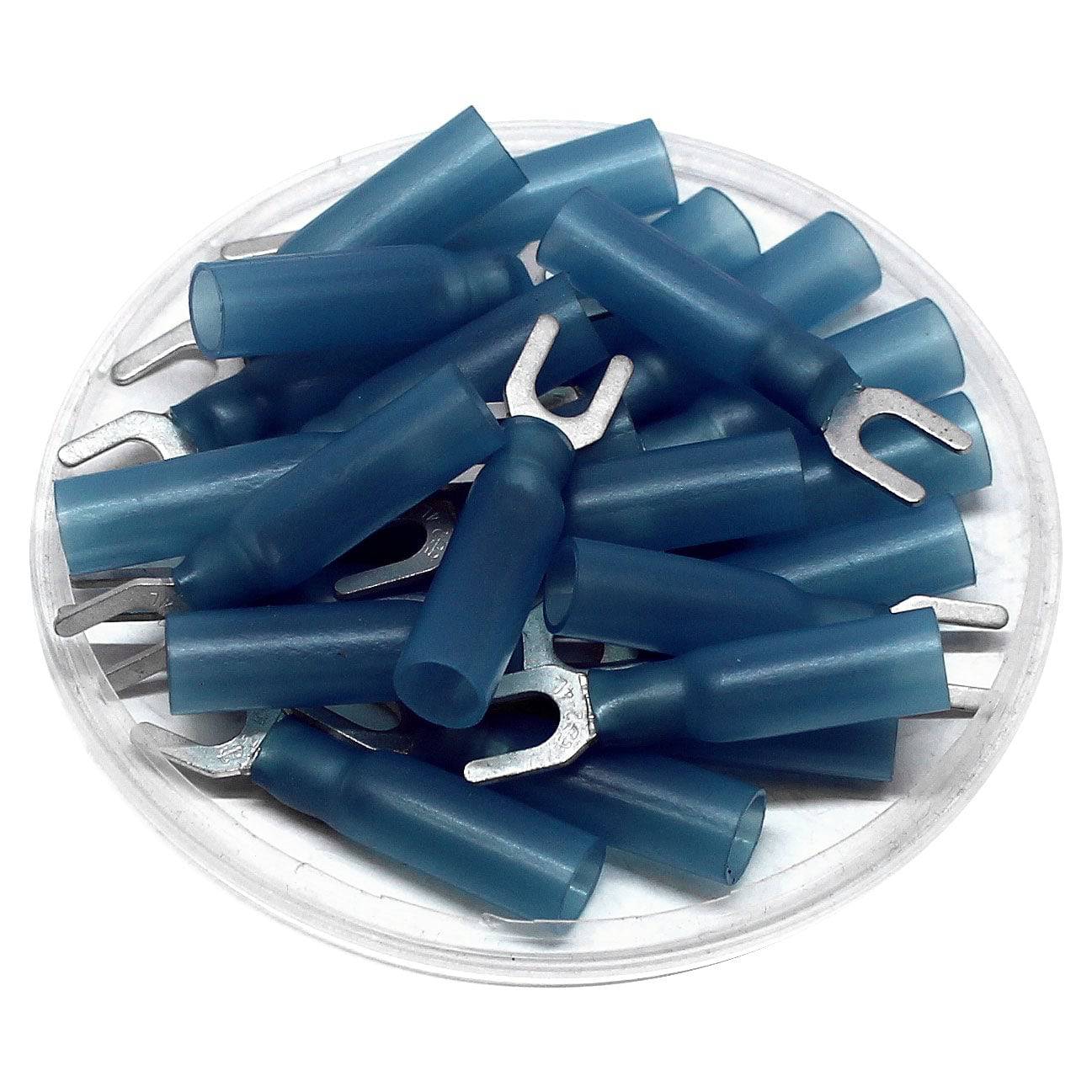 16 to 14 AWG Heat Shrink Spade Terminals, #8 Stud, Polyethylene, 25 Pieces - SHTM2-4