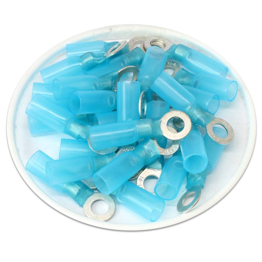 DSB10 - 16 to 14 AWG Heat Shrink Ring Terminals, #10 Stud, Polyolefin, 25 Pieces