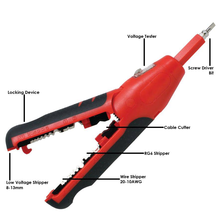 FD663TI - 20 to 10 AWG Wire Stripping Tool, Cable Cutter, & Voltage Tester, 1 Piece