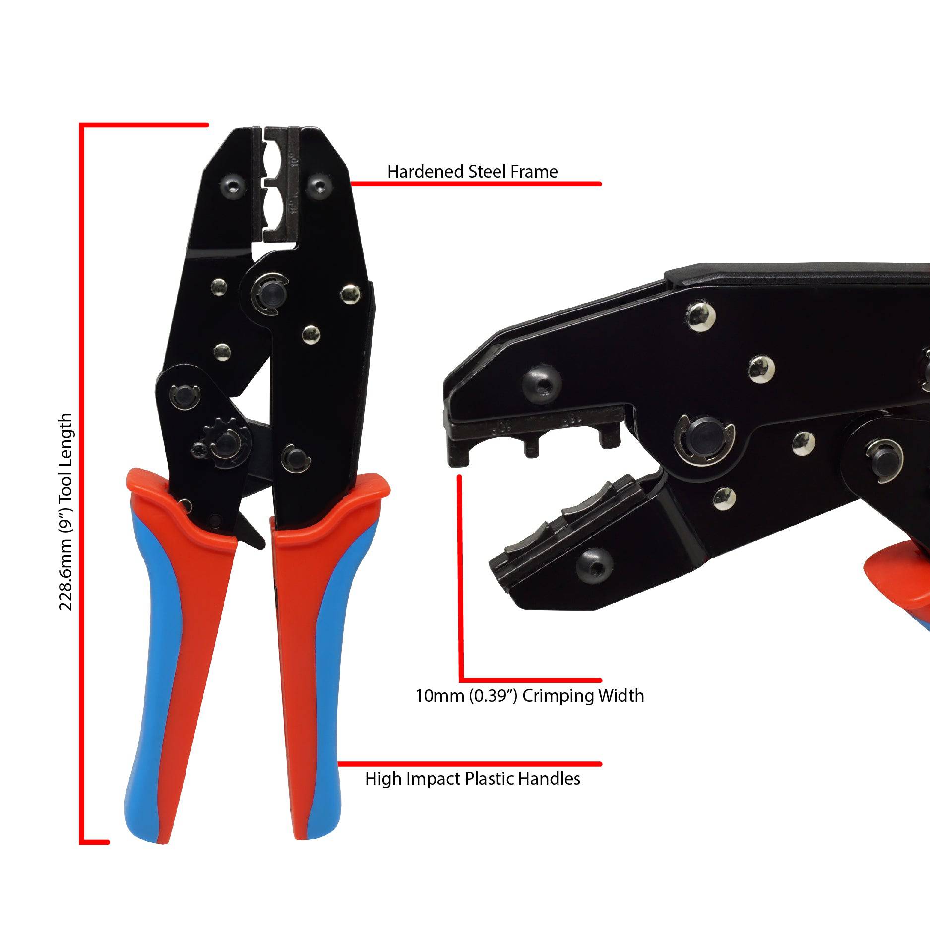 FDT10014 - 8 to 6 AWG Insulated Parallel Connectors & Butt Splices Crimping Tool, Standard Handles - 1 Piece