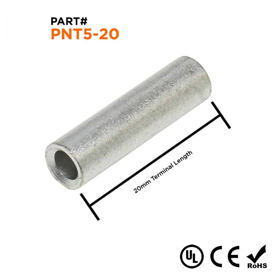PNT5-20 - 12 a 10 AWG Sin aislamiento Parallel Conectores, 13/16" Longitud, 100 piezas