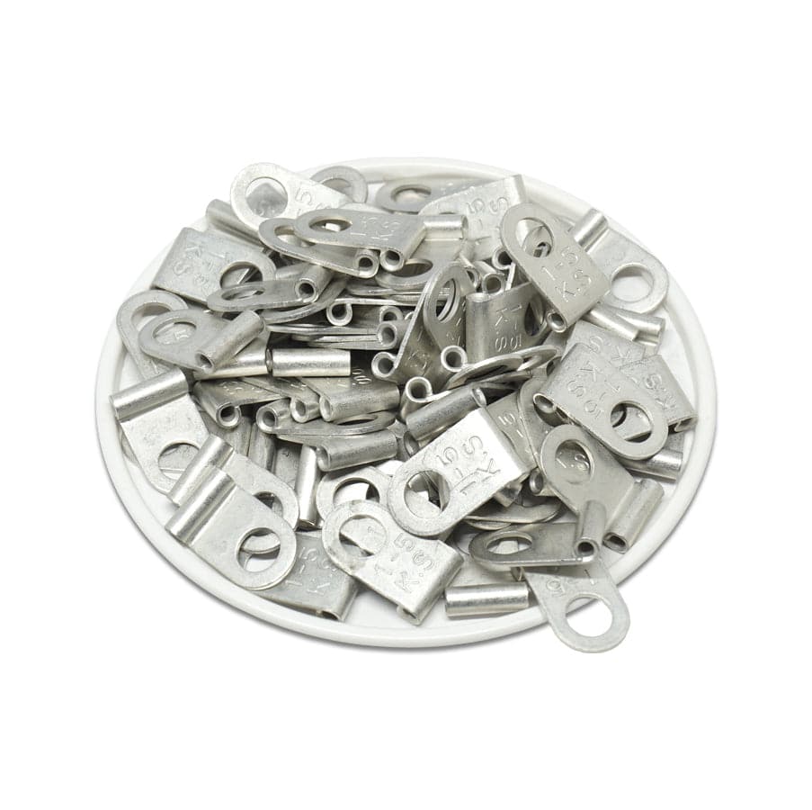 FGNB1-5 - 22 to 16 AWG Non Insulated Flag Ring Terminals, Ring Tongue, #10 Stud, 100 Pieces