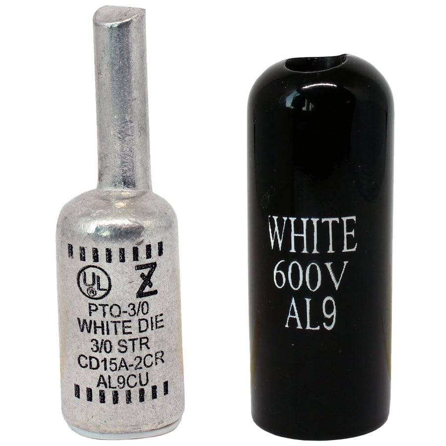 ZPTO3/0 - 3/0 AWG Offset Aluminum Compression Pin Adapter, Blanco, 1 pieza