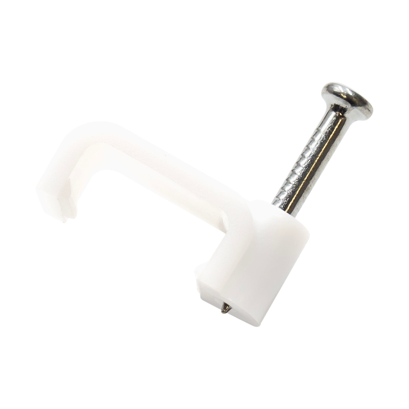 FNC12W - Nail In Cable Clips, Cable Nails Tacks, Flat, 12mm, 0.47", White, 100 Pieces
