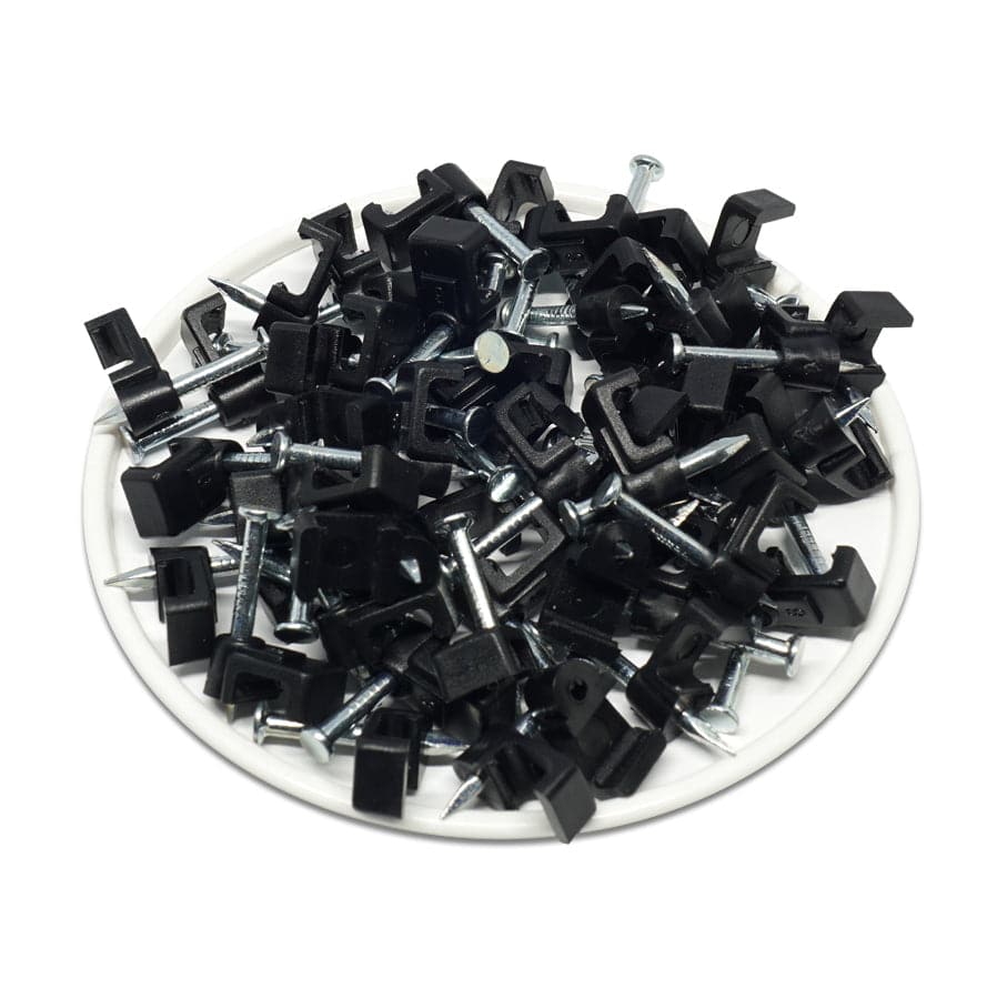 FNC6B - Flat Nail Cable Clip - Black - 6mm