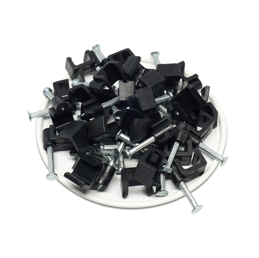 FNC9B - Flat Nail Cable Clip - Negro - 9mm