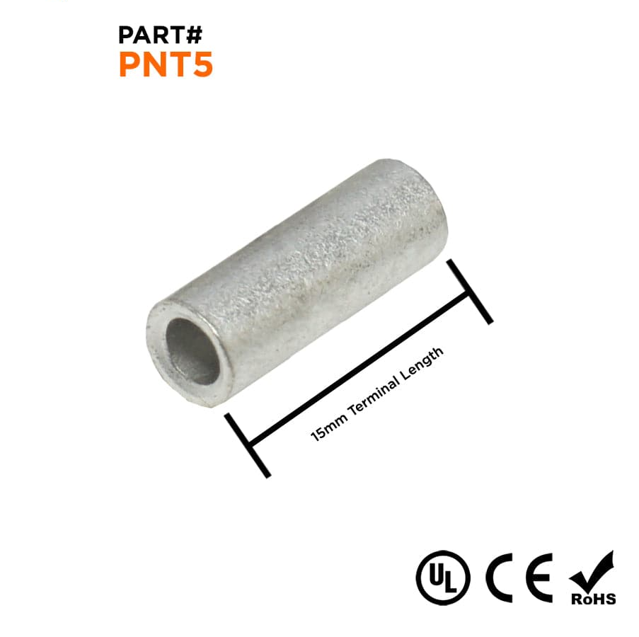 PNT5 - 12 to 10 AWG Non Insulated Parallel Connectors, 5/16" Length, UL Approved, 100 Pieces