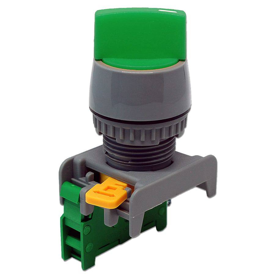 GCS22-1/O-GN - Twist Knob Switch - 1 Contact (1/O) - 2 Positions (0-1) - Green