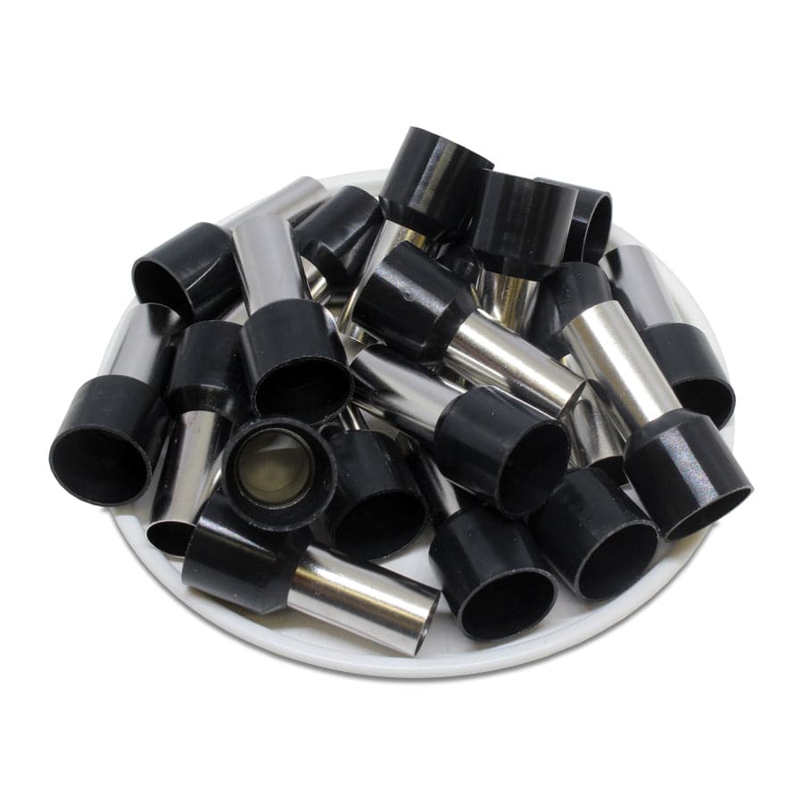 AT250015 - 4 AWG Insulated Punteras, 15mm Pin, Negro, UL Recognized, 100 piezas