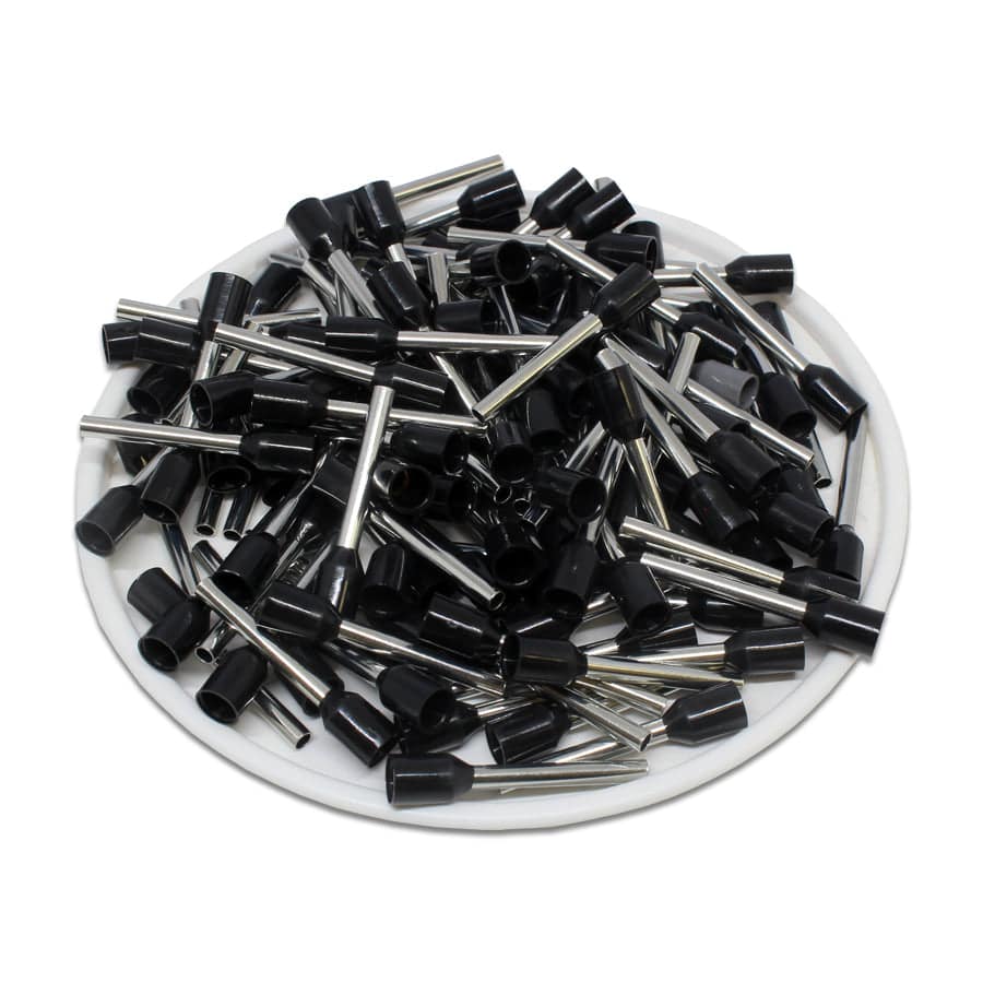 AD15015 - 16 AWG Insulated Wire Ferrules, 15mm Pin, Black, UL Recognized, 500 Pieces