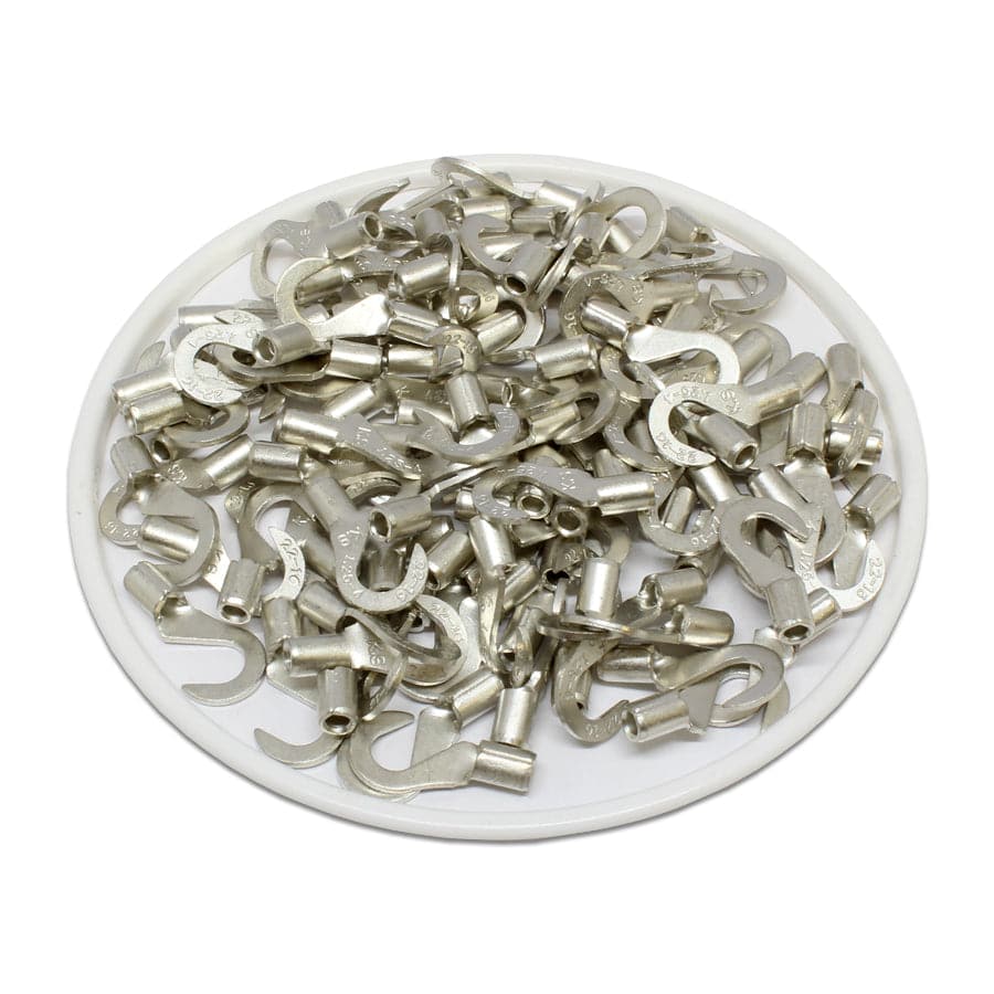 22-16 AWG Non Insulated Hook Terminals, #8 Stud, Brazed Seam, UL, - HNB1-4