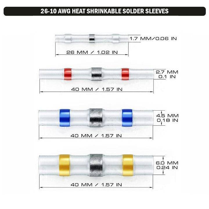 SS2624-200J - 26 to 24 AWG Heat Shrink Solder Sleeves, White, 200pcs