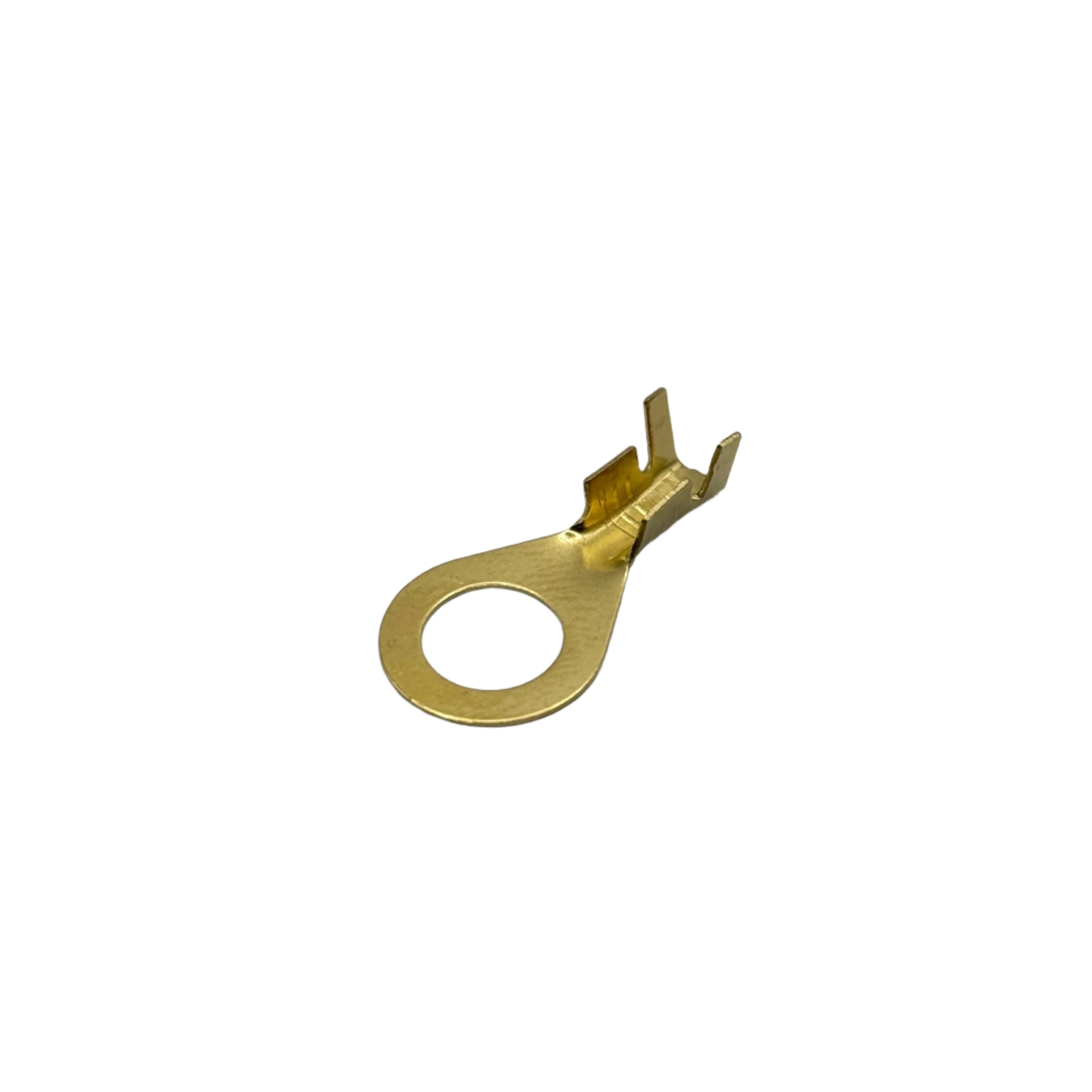 DJ431-8C - 16 to 14 AWG Ring Terminals, 5/16" Stud, Brass, Open Barrel, 100 Pieces