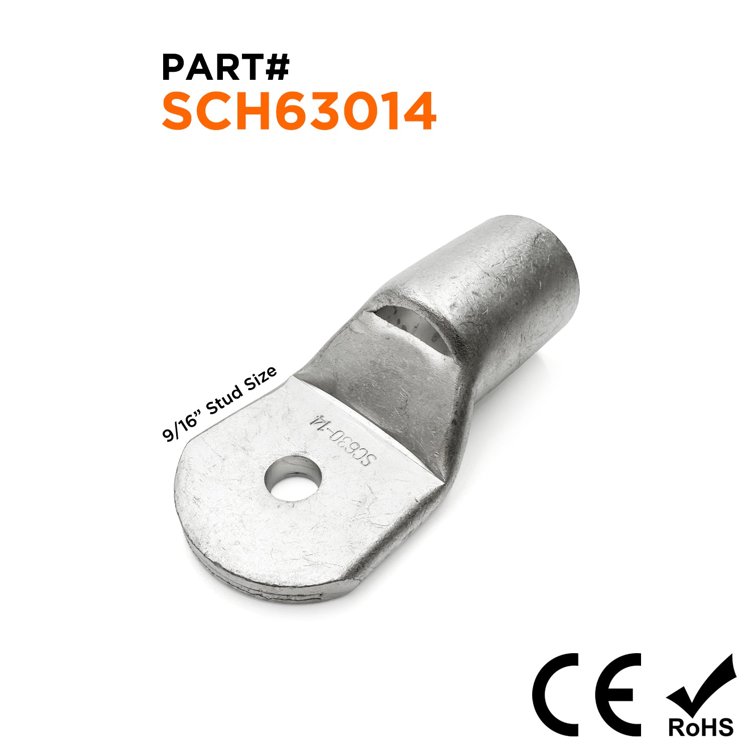 SCH63014 - 1000/1250 MCM Non Insulated Tubular Ring Lugs, 9/16" Stud, 1 Piece