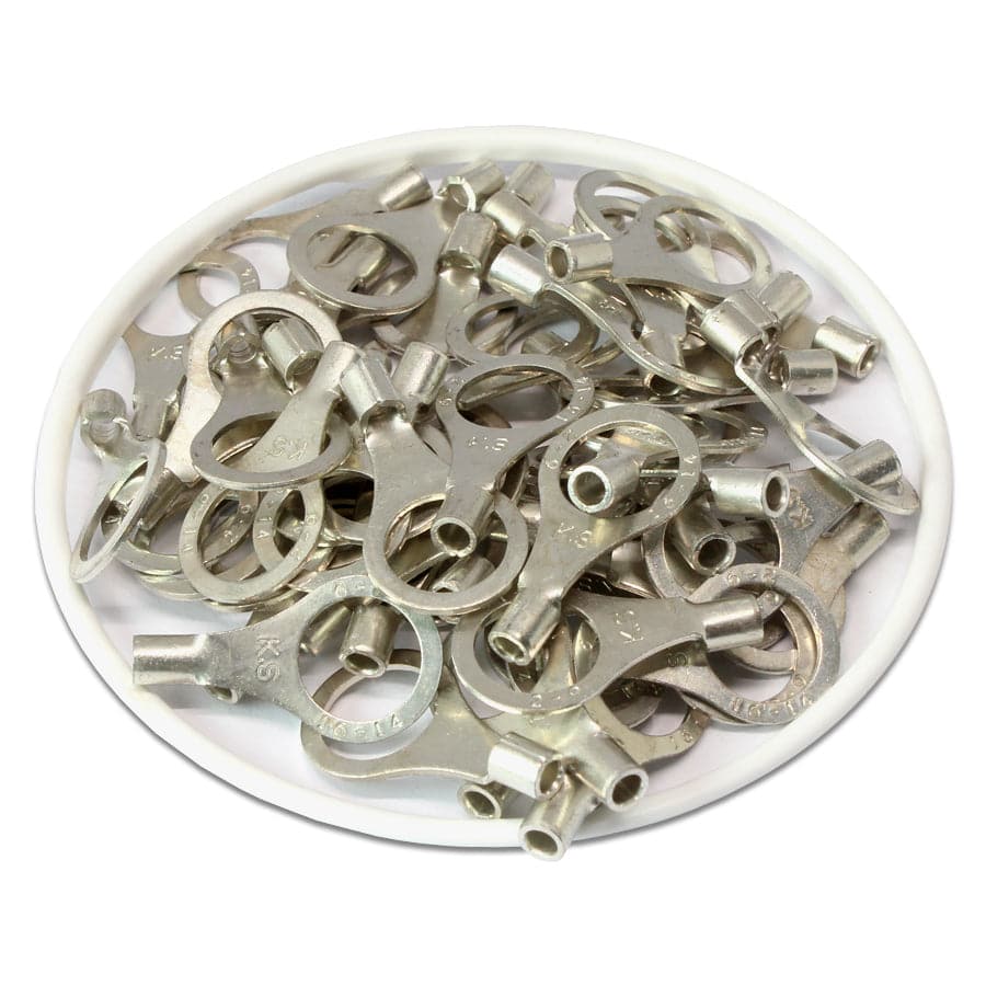RNB2-9 - 16 to 14 AWG Non Insulated Ring Terminals, 5/16" Stud, UL Recognized, 100 Pieces