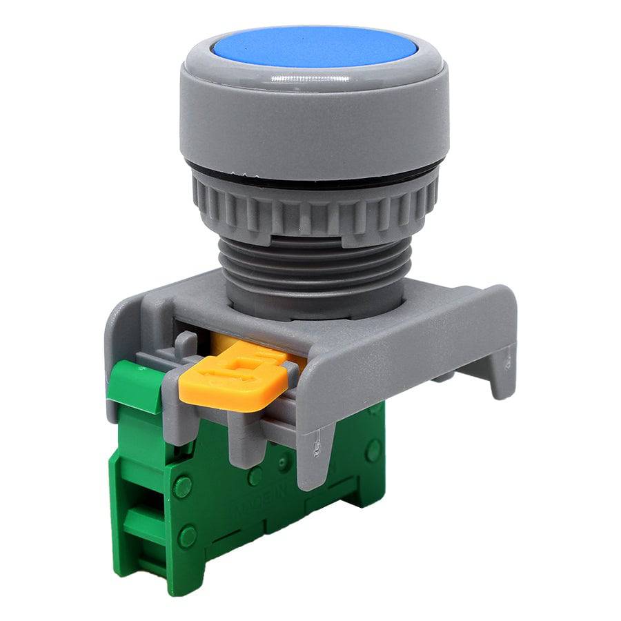 XB22-1/O-BL - 1/O - 22mm Flat Head Push Button Switch - Azul
