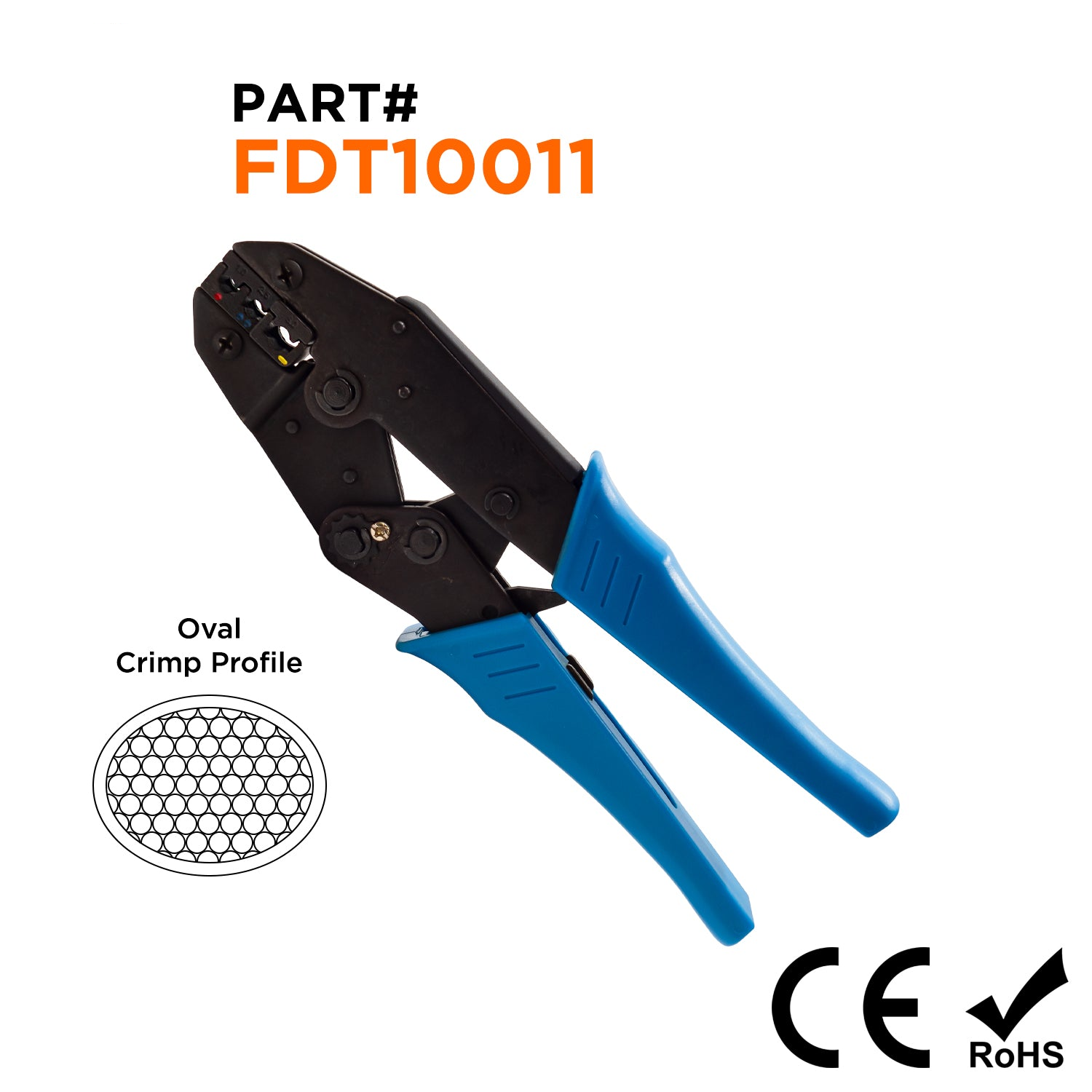 FDT10011 - 22 to 10 AWG Insulated Terminals Crimping Tool, Standard Size, Ratchet - 1 Piece