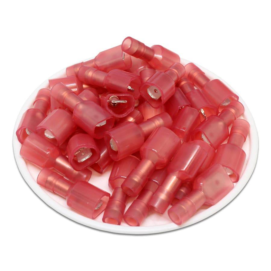 MDFNYD1-187(8) - 22 to 16 AWG Nylon Insulated Quick Disconnects, Male, Fully Insulated, 100 Pieces