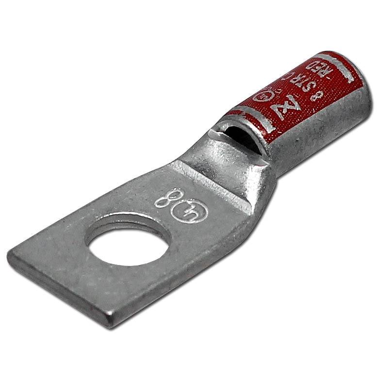 SB814 - 8AWG Compression Lug, Short Barrel, 1/4" Stud Size, 1 Piece