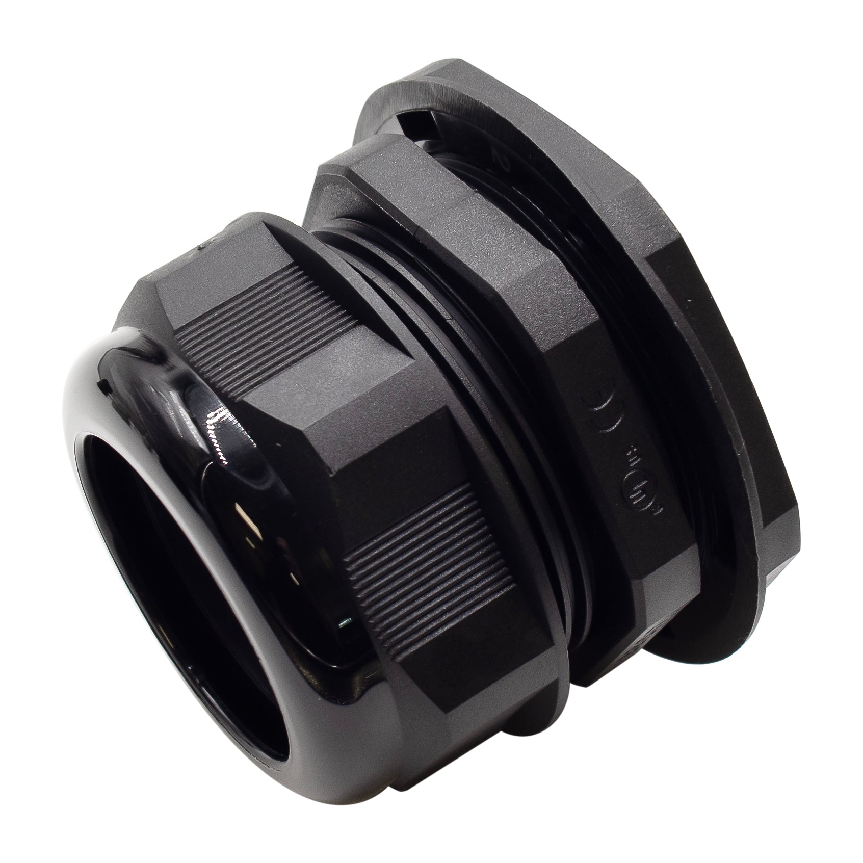 M6344B - M63 x 1.5mm Metric Thread Nylon Cable Gland, Black, Range: 1-7/16" to 1-3/4", UL Recognized, IP68