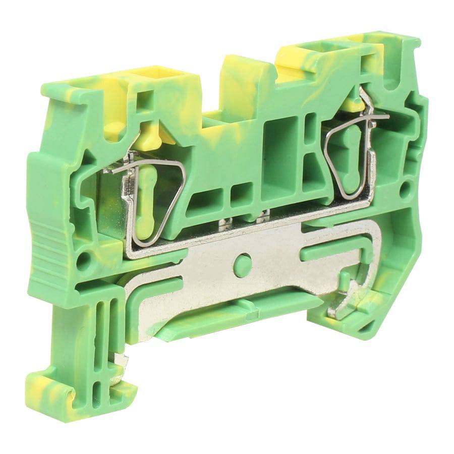 UJ5-4JD - 24 a 10 AWG, Spring Cage Terminal Block, UL Approved, Amarillo-Verde