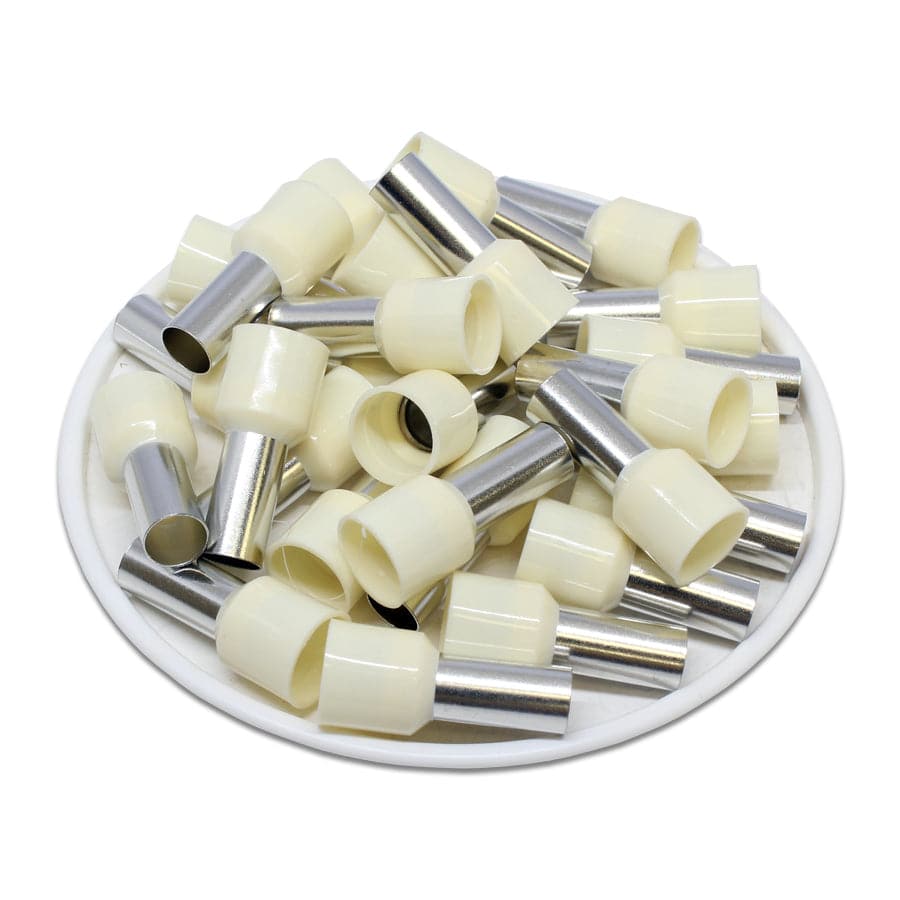 AT160012 - 6 AWG Insulated Punteras, 12mm Pin, Blanco, UL Recognized, 100 piezas