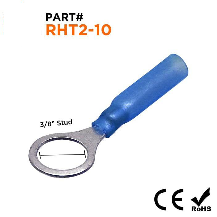 16 a 14 AWG Termorretráctiles Terminales de anillo, 3/8" Orificio, Polyethylene, 25 piezas - RHT2-10