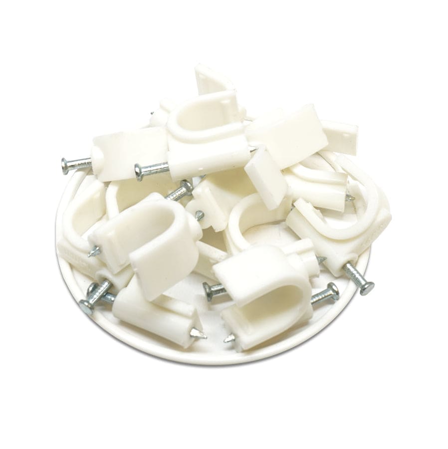 Nail In Cable Grapas, Ethernet Cable Nails Tacks, Round, 14mm, 0.55", Blanco, 100 piezas - RNC14W