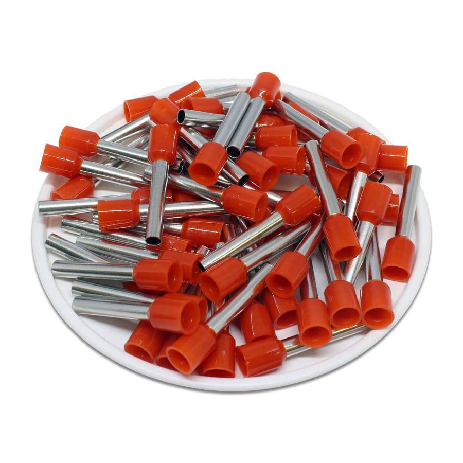 AT40018 - 12 AWG Insulated Wire Ferrules, 18mm Pin, Orange, UL Recognized, 500 Pieces