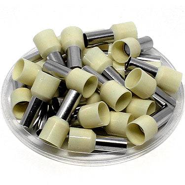 AT130012 - 6 AWG (Small Diameter) Insulated Wire Ferrules, 12mm Pin, White, 100 Pieces