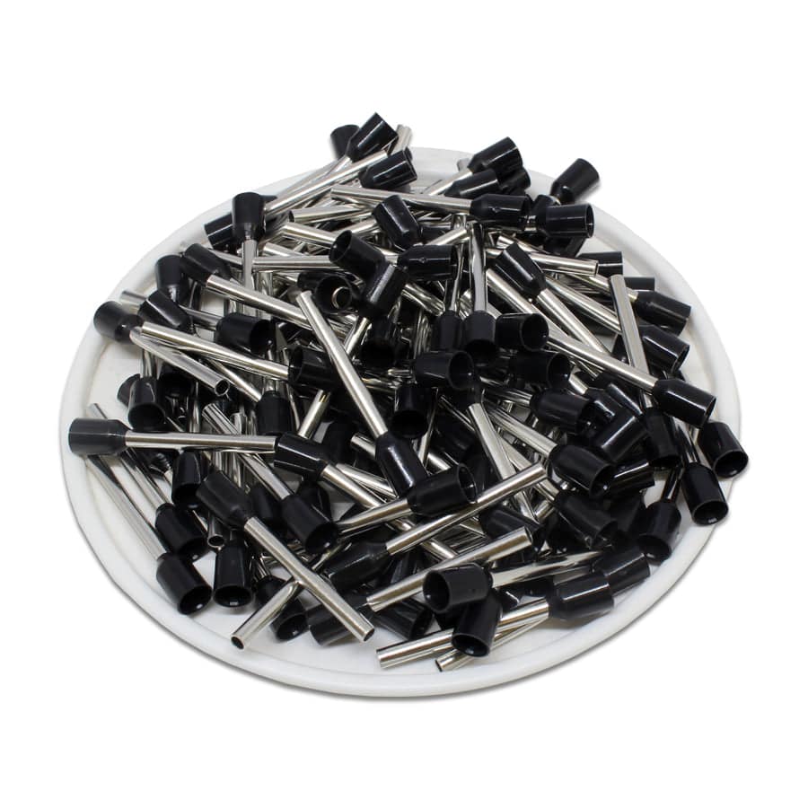 AD15018 - 16 AWG Insulated Wire Ferrules, 18mm Pin, Black, UL Recognized, 500 Pieces