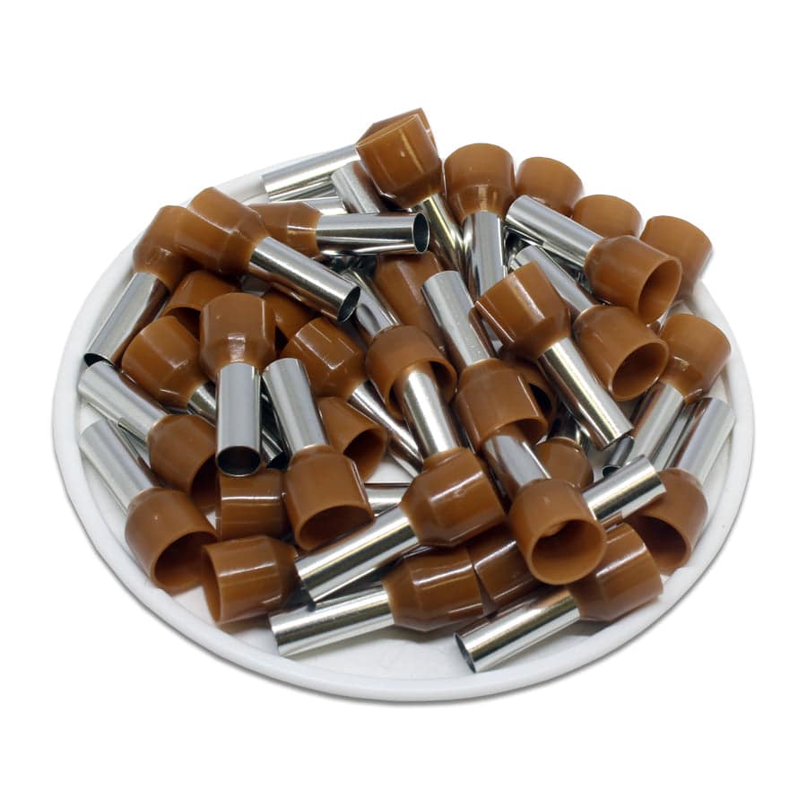 AT100012 - 8 AWG Insulated Punteras, 12mm Pin, Marrón, UL Recognized, 100 piezas