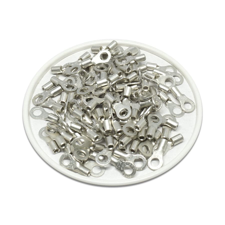 RNBM1-37 - 22 to 16 AWG Non Insulated Ring Terminals, #6 Stud, UL Recognized, 100 Pieces