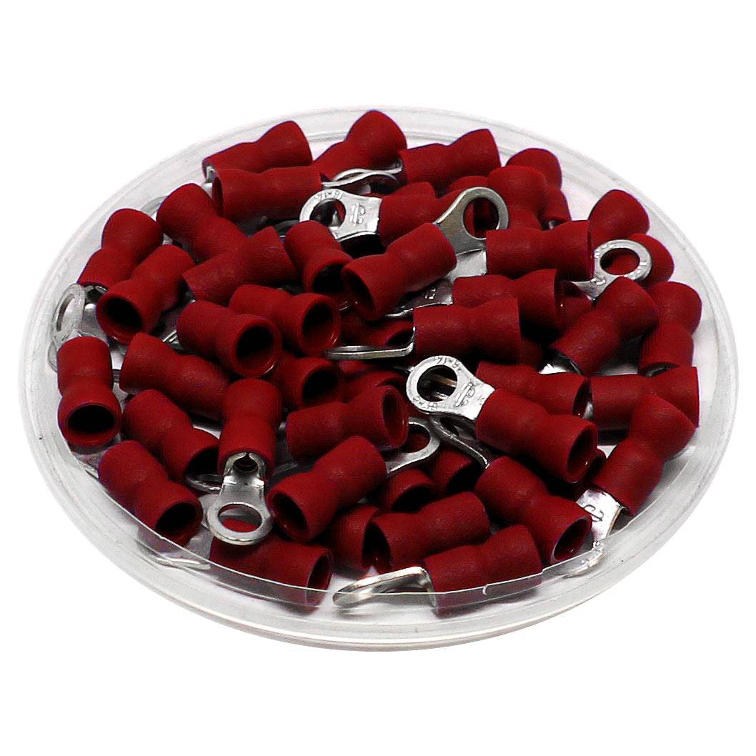 RVEL1-4 - 22 a 16 AWG Con aislamiento de vinilo Easy Entry Terminales de anillo, #8 Orificio, Butted Seam, 100 piezas