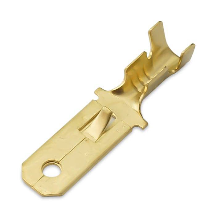 905LR - 16 to 14 AWG Open Barrel Quick Disconnects, Male, Brass, 1/4" Tab, 100 Pieces