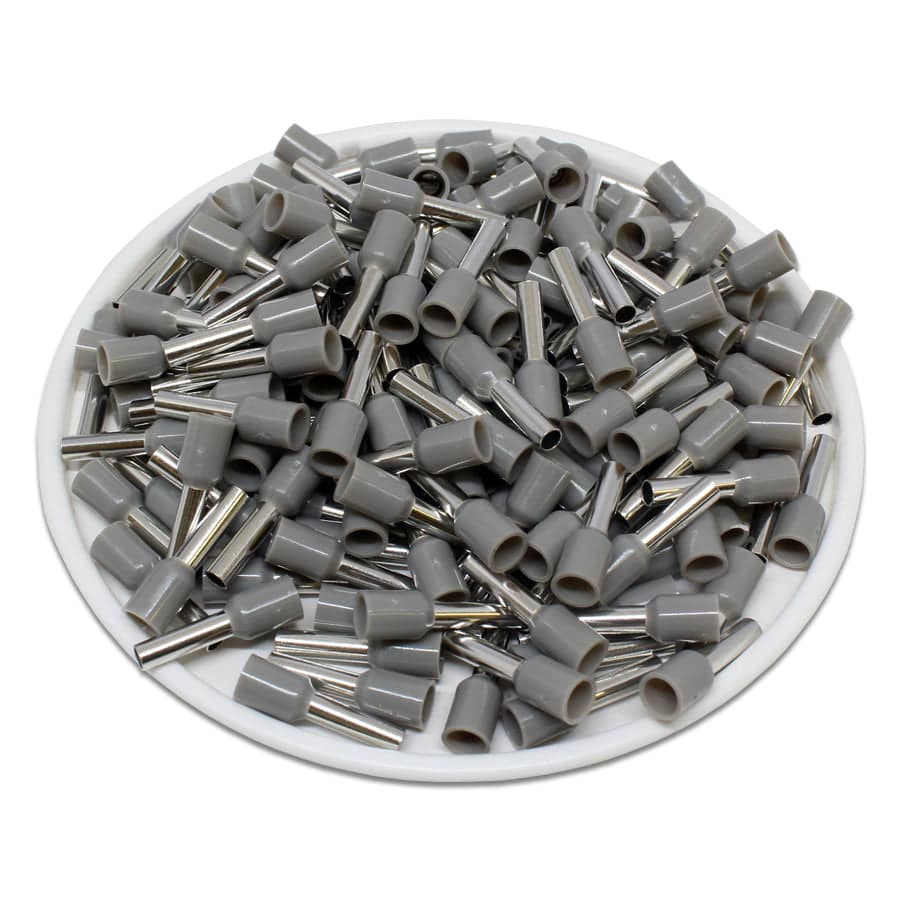 AT20008 - 14 AWG (Small Diameter) Insulated Punteras, 8mm Pin, Gris, 500 piezas
