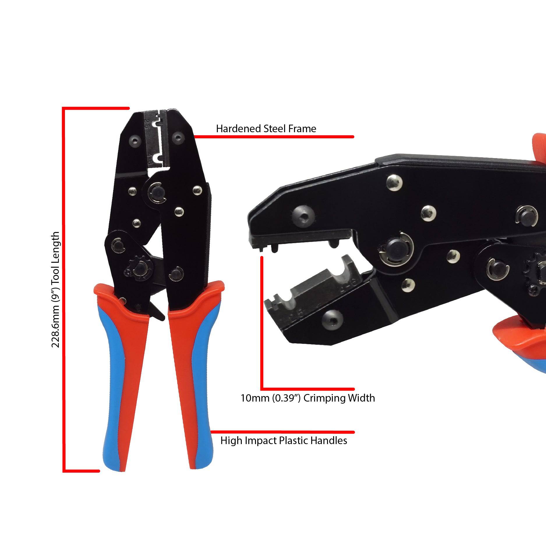 FDT10051 - 14 to 10 AWG Non-Insulated Ring Tongue Flag Terminal Crimping Tool, 1 Piece