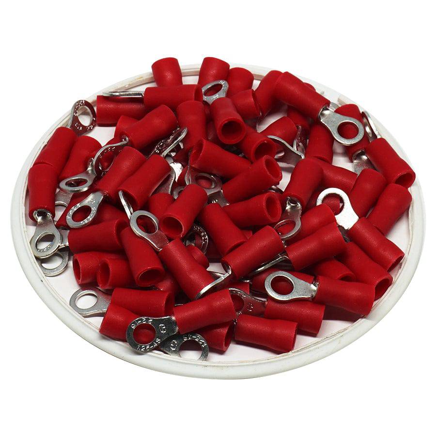 RVS1-4 - 22 a 16 AWG Vinyl PVC Insulated Terminales de anillo, #8 Orificio, 100 piezas