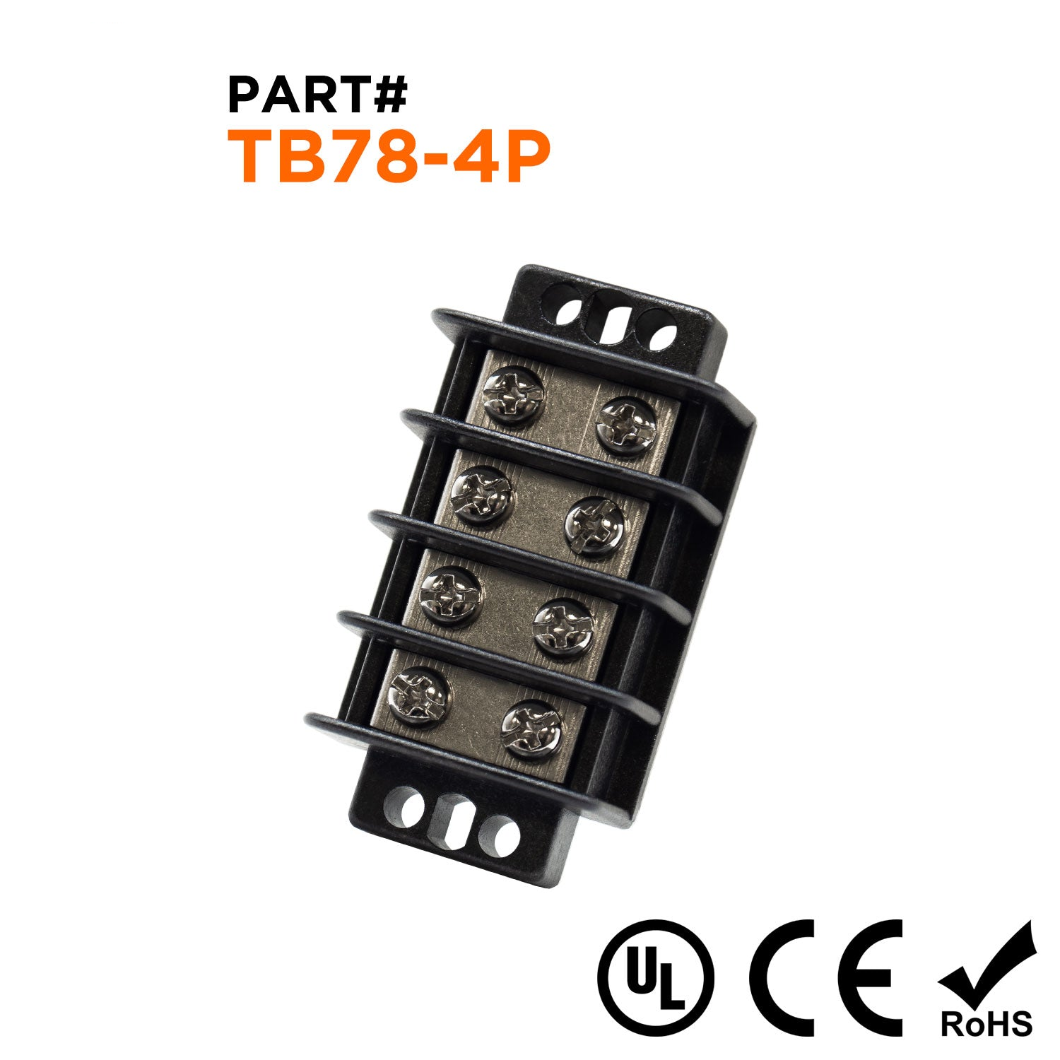 TB78-4P - Barrier Strip Terminal Block, Terminal Strip, 4 Pole Double Row, 20A, 300V, UL Approved, 1 pieza