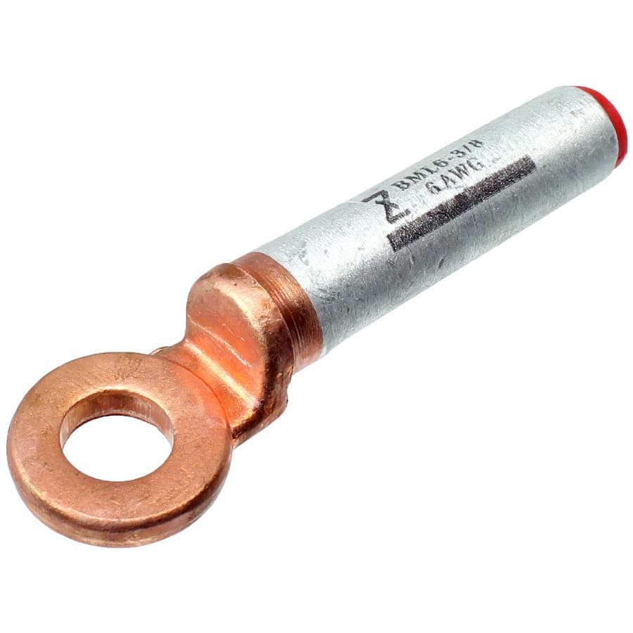 BML16-10 - 6 AWG Bi-metal Compression Lugs, 3/8" Orificio, 1 pieza