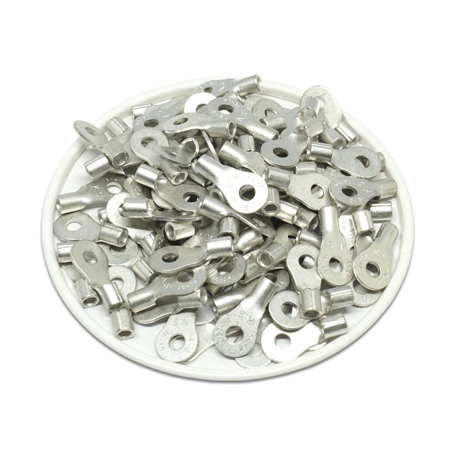 RNBL2-32 - 16 to 14 AWG Non Insulated Ring Terminals, #4 Stud, UL Recognized, 100 Pieces