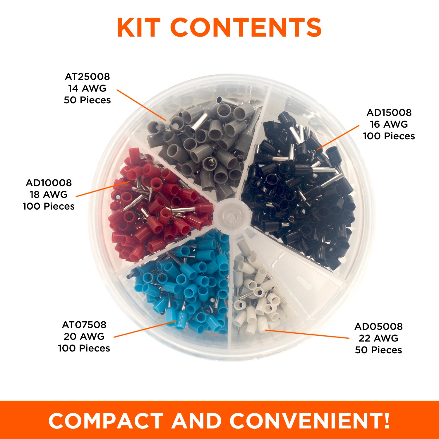 SK2214T - 22 a 14 AWG Single Insulated Punteras Mini Kit, 400 piezas, Series T, 1 Kit