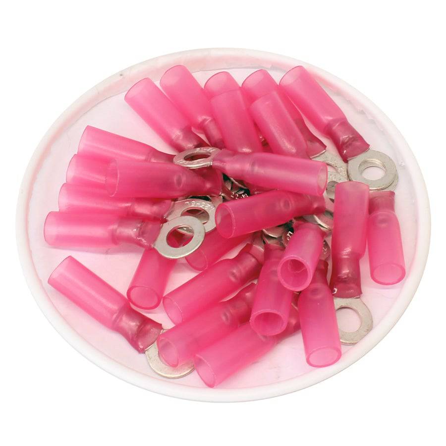 22 to 16 AWG Heat Shrink Ring Terminals, #10 Stud, Polyolefin, 25 Pieces - DSR10