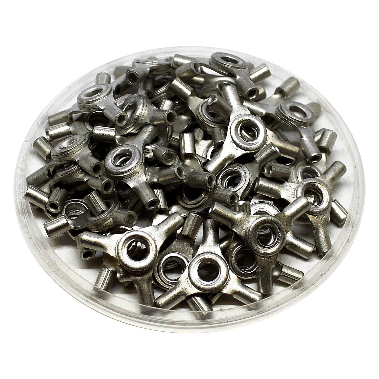 3WCN1 - 22 to 16 AWG Non Insulated 3 Way Ring Terminals, #8 Stud, UL Recognized, 50 Pieces