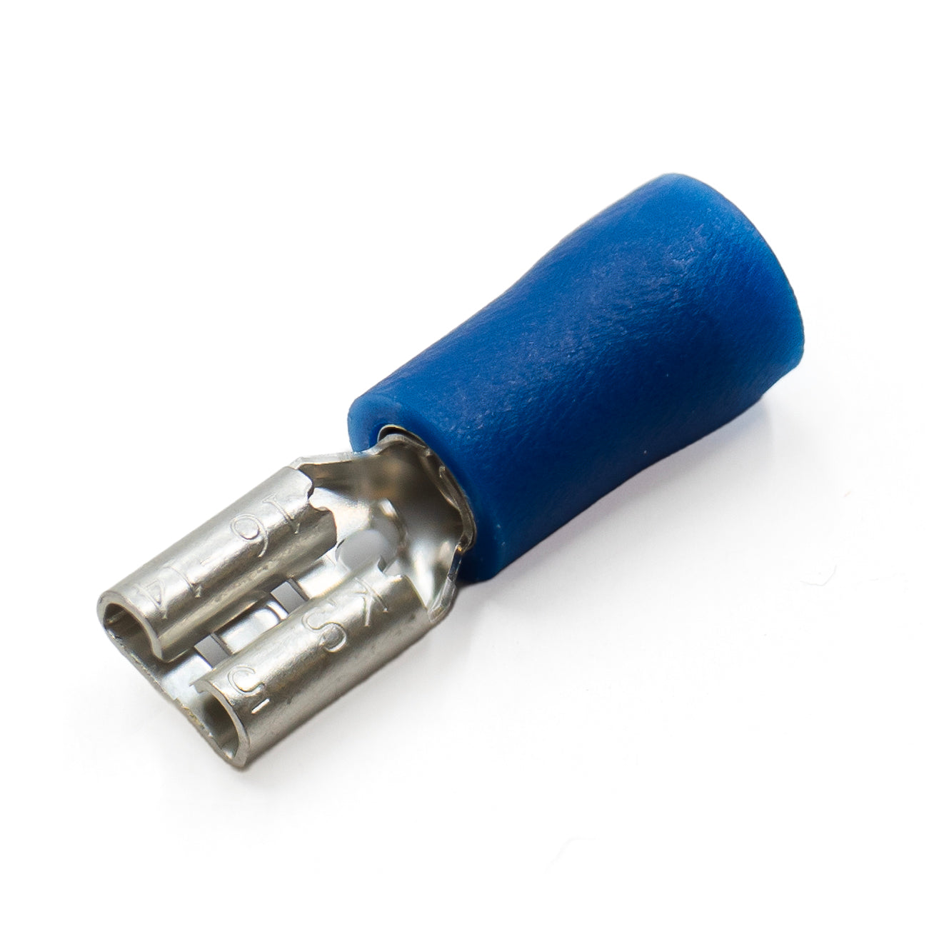 FDV2-205(5) - 16 a 14 AWG Vinyl PVC Insulated Terminales de desconexión rápida, Female, Azul, Totalmente aislados, 100 piezas
