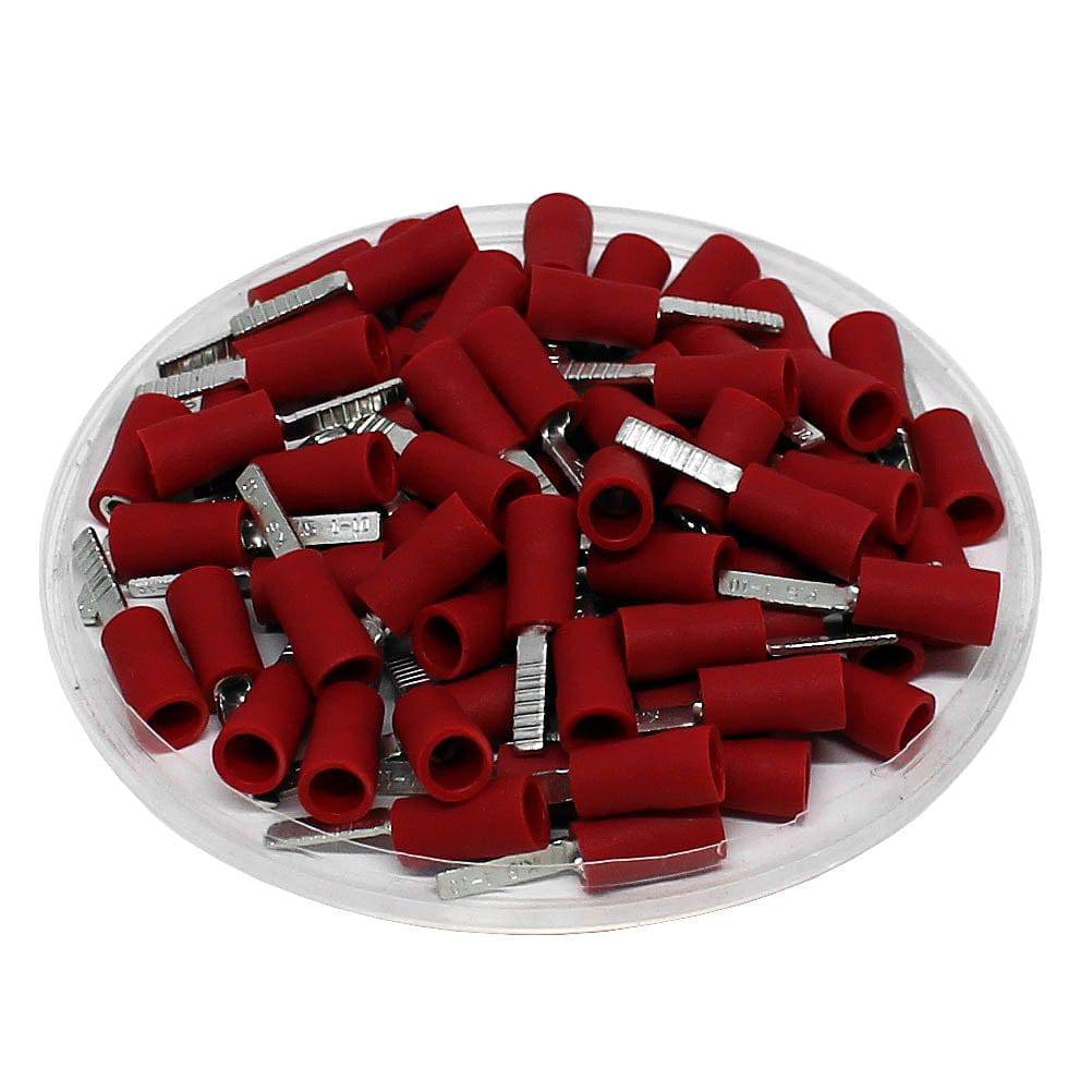 DBV1-11 - 22 to 16 AWG Vinyl Insulated Flat Blade Terminals, Butted Seam, UL Recognized, 100 Pieces